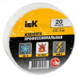Изолента ПВХ 0.18х19мм бел. (рул.20м) IEK UIZ-20-10-K01