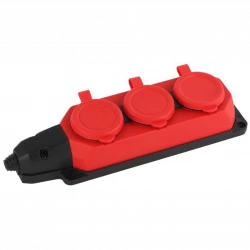 Колодка удлинителя 3-м с заземл. 16А IP44 K-3e-RED-IP44 каучук красн. Эра Б0044552