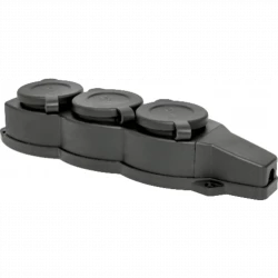 Розетка 3-м 16А IP44 2P+PE 230В с защ. крышками каучук EKF RPS-015-16-230-44