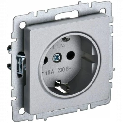 Розетка BRITE РС14-1-0-БрА 16А с заземл. защ. шторки алюм. IEK BR-R14-16-K47