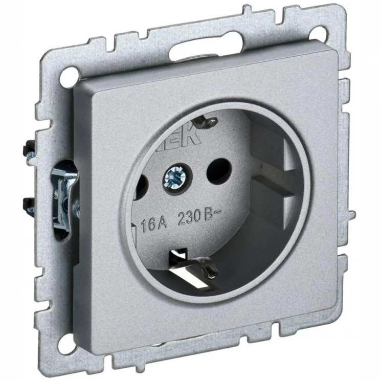 Розетка BRITE РС14-1-0-БрА 16А с заземл. защ. шторки алюм. IEK BR-R14-16-K47