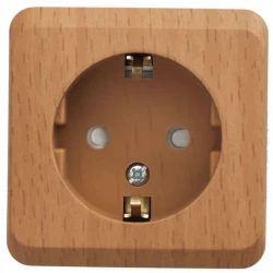 Розетка 1-м ОП Этюд Дача 16А IP20 250В с заземл. защ. шторки бук SE PA16-004T