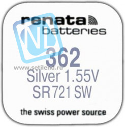 R 362 (SR 721 SW, 1.55V, 24mAh, 7.9x2.1mm)(батарейка для часов)