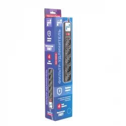 Ф-удлинитель, PC 1,9м 5р, черн.граф. 10А, SPG5-C2