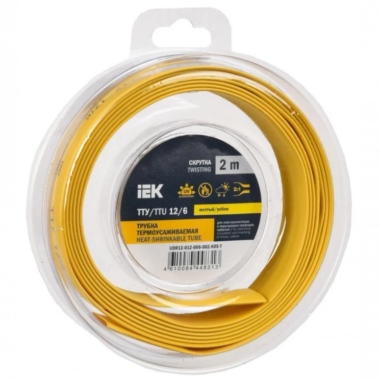 Трубка термоусадочная ТТУ нг-LS 12/6 желт./зел. (уп.2м) IEK UDR12-012-006-002-K52-T