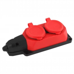 Колодка удлинителя 2-м с заземл. 16А IP44 K-2e-RED-IP44 каучук красн. Эра Б0044551