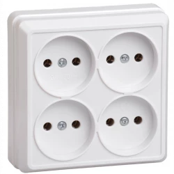 Розетка 4-м ОП Октава 10А IP20 без заземл. бел. IEK ERO40-K01-10-DC