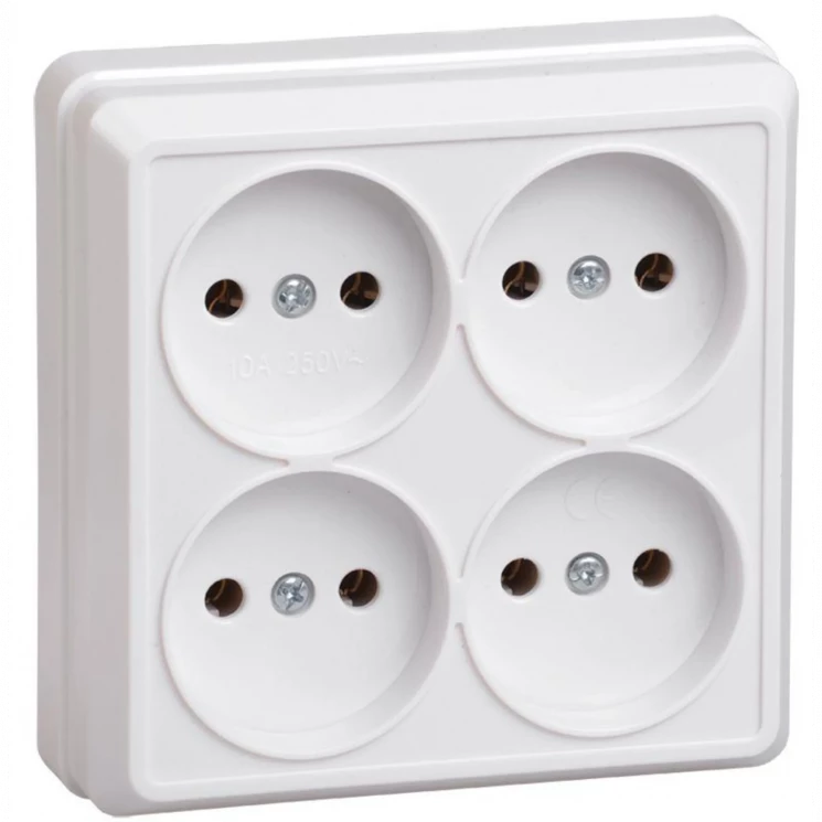 Розетка 4-м ОП Октава 10А IP20 без заземл. бел. IEK ERO40-K01-10-DC