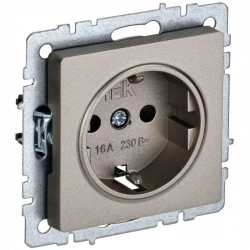 Розетка BRITE РС14-1-0-БрШ 16А с заземл. защ. шторки шампань IEK BR-R14-16-K37