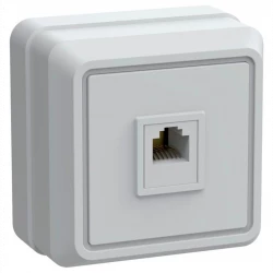 Розетка телефонная 1-м ОП Октава РТ20-ОБ IP20 бел. IEK ETO10-K01-DC