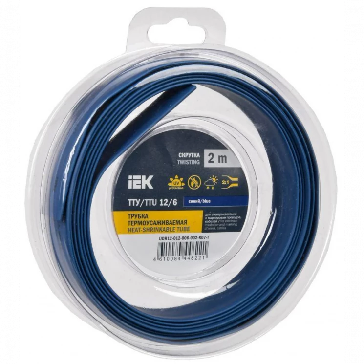 Трубка термоусадочная ТТУ нг-LS 12/6 син. (уп.2м) IEK UDR12-012-006-002-K07-T