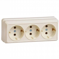 Розетка 3-м ОП Октава РС23-3-ОК 16А IP20 с заземл. крем. IEK ERO31-K33-16-DC