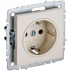 Розетка BRITE РС14-1-0-БрКр 16А с заземл. защ. шторки беж. IEK BR-R14-16-K10