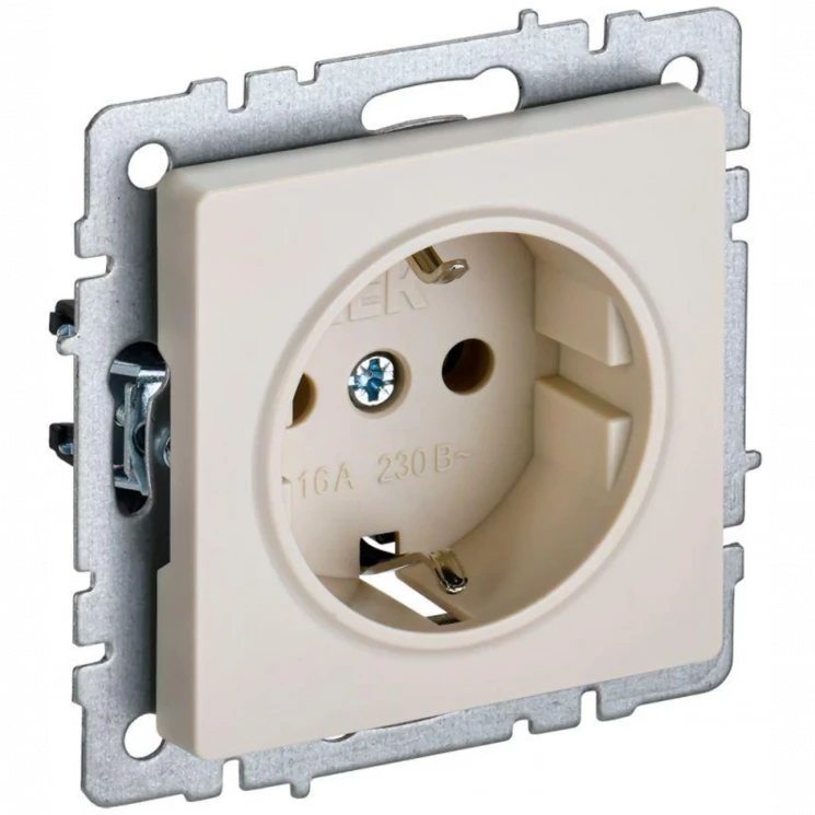 Розетка BRITE РС14-1-0-БрКр 16А с заземл. защ. шторки беж. IEK BR-R14-16-K10