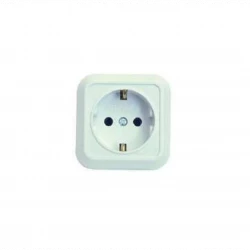 Розетка 1-м ОП 16А IP20 квадрат. с заземл. бел. Makel 45108