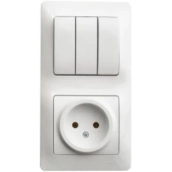 Блок комбинированный Glossa (розетка + 3-кл. выкл.) бел. SE GSL000176