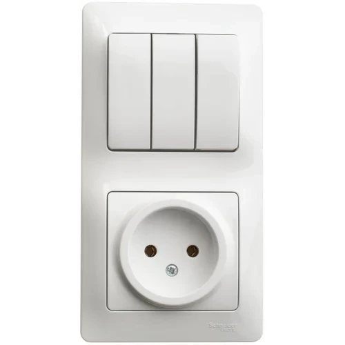 Блок комбинированный Glossa (розетка + 3-кл. выкл.) бел. SE GSL000176