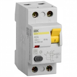 Выключатель дифференциального тока (УЗО) 2п 40А 300мА тип AC ВД1-63 IEK MDV10-2-040-300
