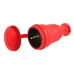 Разъем каучуковый R8-RED-IP44 с/з прямой 16А IP44 красн. Эра Б0044548