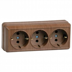 Розетка 3-м ОП Октава РС23-3-ОД 16А IP20 с заземл. дуб IEK ERO31-K04-16-DC