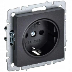 Розетка BRITE РС14-1-0-БрЧ 16А с заземл. защ. шторки черн. IEK BR-R14-16-K02