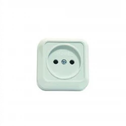Розетка 1-м ОП 16А IP20 квадрат. без заземл. бел. Makel 45102