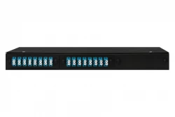 Кросс оптический 19" (ШКОС) укомплектованный на 32 LC порта, черный (комплект с розетками)