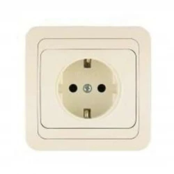 Розетка 1-м СП Mimoza 16А IP20 с заземл. крем./крем. Makel 25028