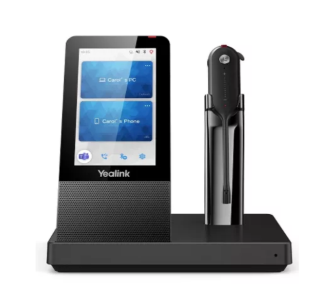 Головная гарнитура Yealink WH67 UC, Беспроводная, HD звук, 120м DECT, Шумоподав, Дисплей 4'', USB-хаб, Bluetooth