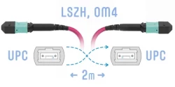 Патчкорд оптический MPO/UPC FF MM (50/125 OM4), 8 волокон, 2 метра (Cross)