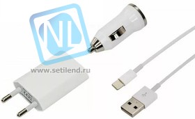 18-1186 (EL-UA5), Комплект: сетевое и автомобильное зарядные устройства, USB кабель iPhone5, USB (5V, 1 А)