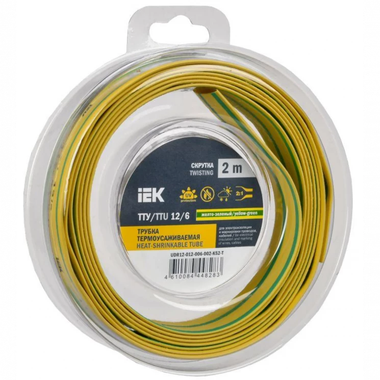 Трубка термоусадочная ТТУ нг-LS 12/6 желт. (уп.2м) IEK UDR12-012-006-002-K05-T