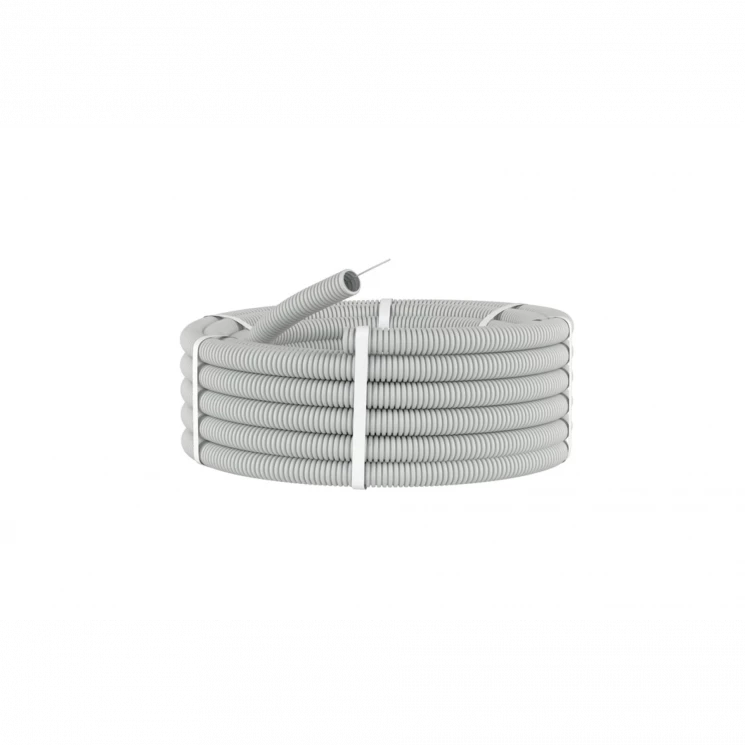 Труба гофрированная ПВХ гибкая тяжелая d16мм с протяжкой сер. (уп.100м) DKC 91516