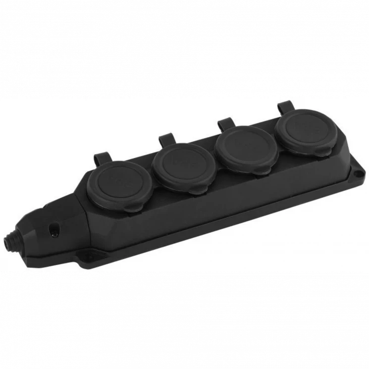 Колодка удлинителя 4-м с заземл. 16А IP44 K-4e-B-IP44 каучук черн. Эра Б0044546