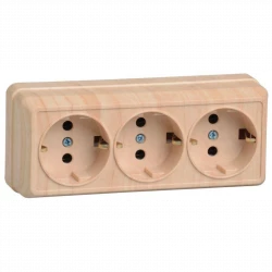 Розетка 3-м ОП Октава РС23-3-ОС 16А IP20 с заземл. сосна IEK ERO31-K03-16-DC
