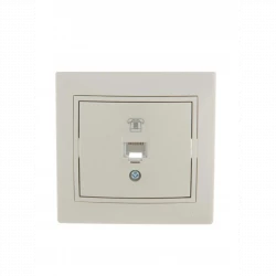 Розетка телефонная 1-м СП Mira RJ11 крем./крем.. LEZARD 701-0303-137