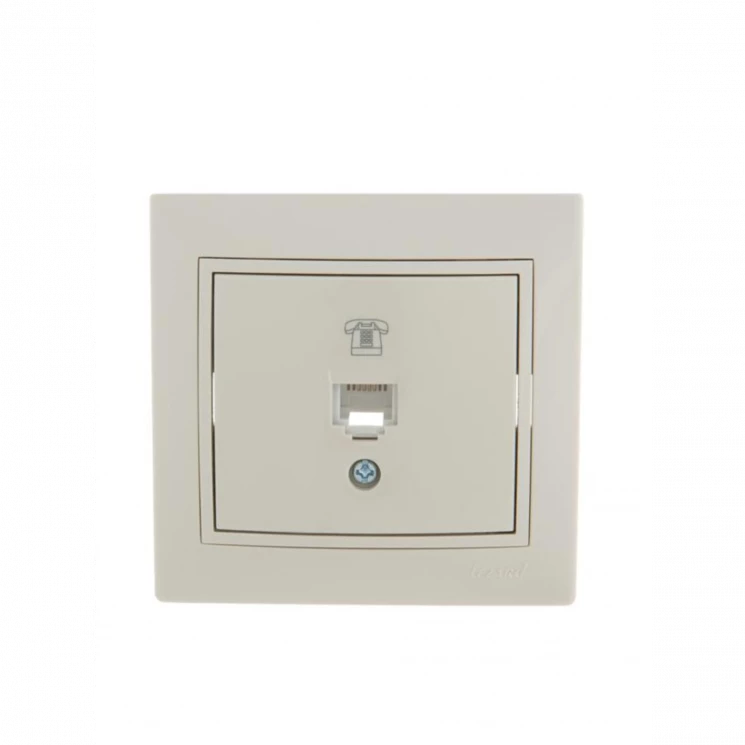 Розетка телефонная 1-м СП Mira RJ11 крем./крем.. LEZARD 701-0303-137