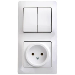 Блок комбинированный Glossa (розетка + 2-кл. выкл.) бел. SE GSL000172