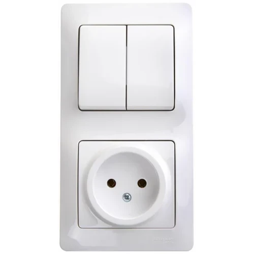 Блок комбинированный Glossa (розетка + 2-кл. выкл.) бел. SE GSL000172
