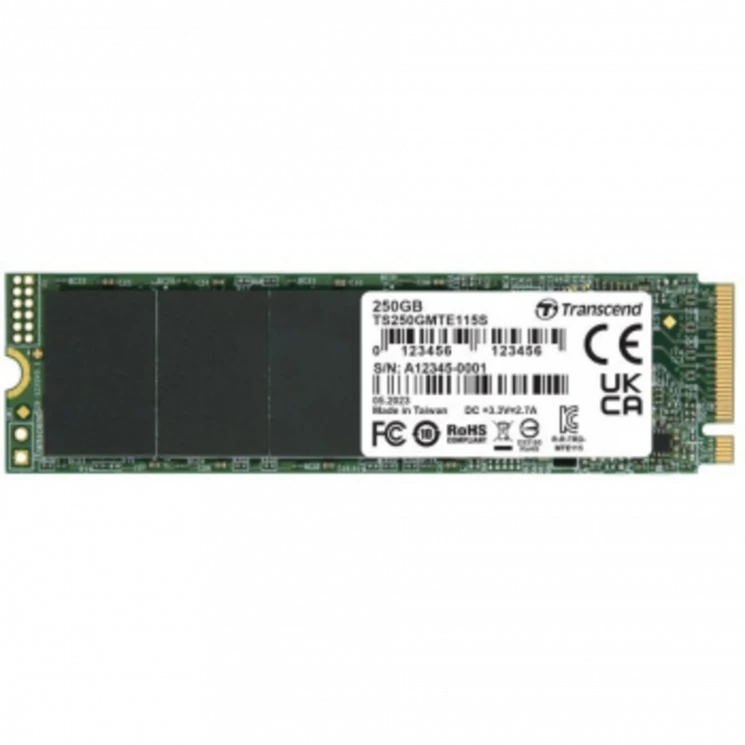 Накопитель SSD Transcend PCIe 3.0 x4 250GB TS250GMTE115S 115S M.2 2280 0.2 DWPD