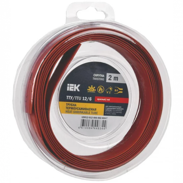 Трубка термоусадочная ТТУ нг-LS 12/6 красн. (уп.2м) IEK UDR12-012-006-002-K04-T