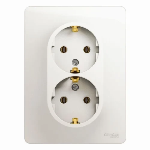 Розетка 2-м СП Glossa 16А IP20 с заземл. в сборе перламутр. SE GSL000624