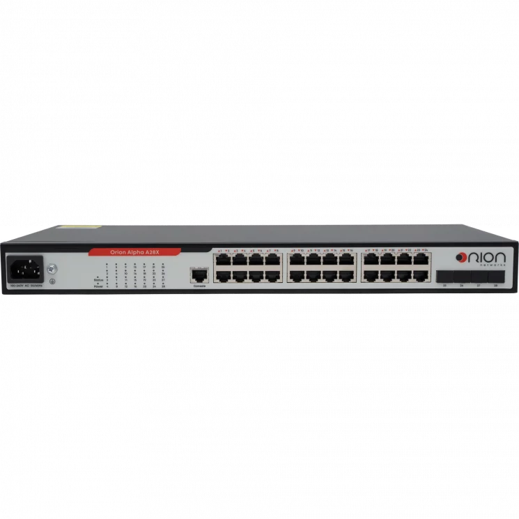 Управляемый коммутатор уровня 2 Orion Alpha A28X, 24x 10/100/1000Base-T, 4x 1/10GE SFP+, БП 100-220VAC