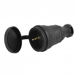 Разъем каучуковый с заземл. прям. 16А IP44 черн. Эра Б0044541