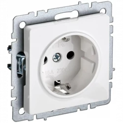Розетка BRITE РС14-1-0-БрБ 16А с заземл. защ. шторки бел. IEK BR-R14-16-K01