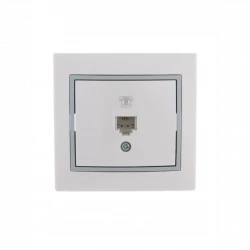Розетка телефонная 1-м СП Mira RJ11 бел./сер. LEZARD 701-0215-137