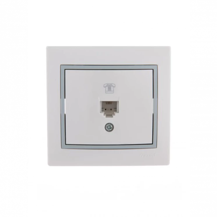 Розетка телефонная 1-м СП Mira RJ11 бел./сер. LEZARD 701-0215-137