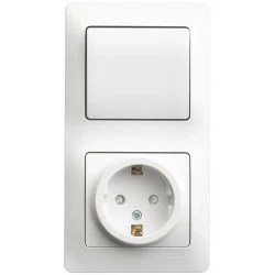 Блок комбинированный Glossa (розетка защ. шторки с заземл.+ 1-кл. выкл.) бел. SE GSL000170
