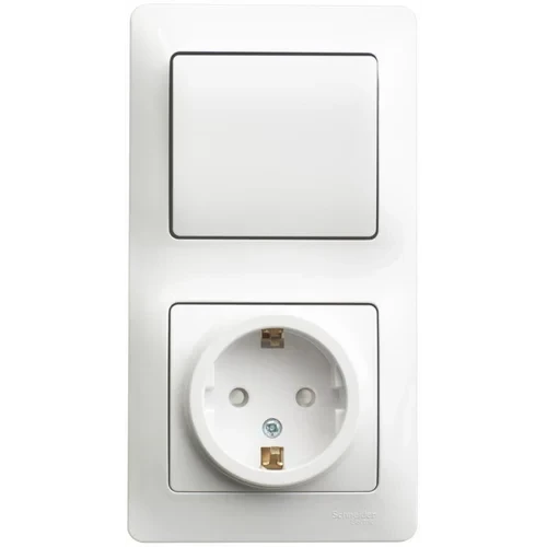 Блок комбинированный Glossa (розетка защ. шторки с заземл.+ 1-кл. выкл.) бел. SE GSL000170