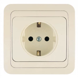 Розетка 1-м СП Mimoza 16А IP20 с заземл.керамика крем./крем. Makel 25008